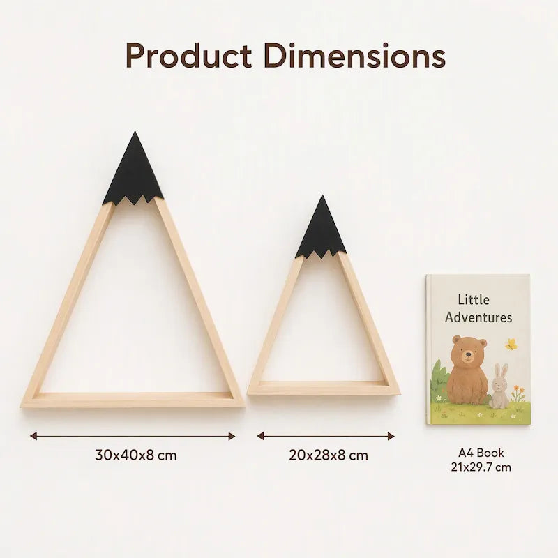 Black & Natural Wooden Mountain Wall Shelves from iKids.co.za
