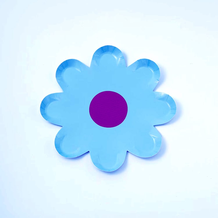 Party Paper Plate | Blue Daisy Shaped | Set of 10 - iKids