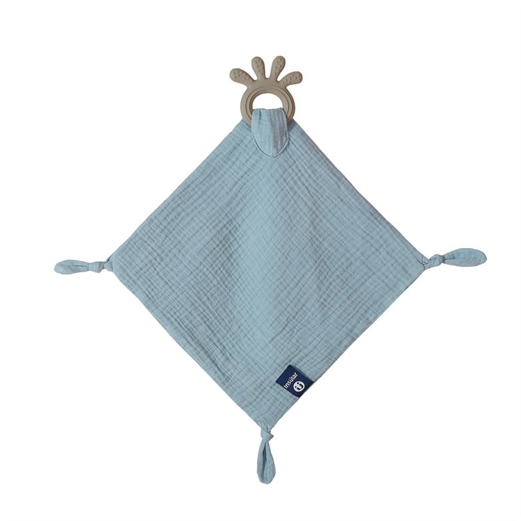 Baby Towel with Teether Ring | Blue - iKids