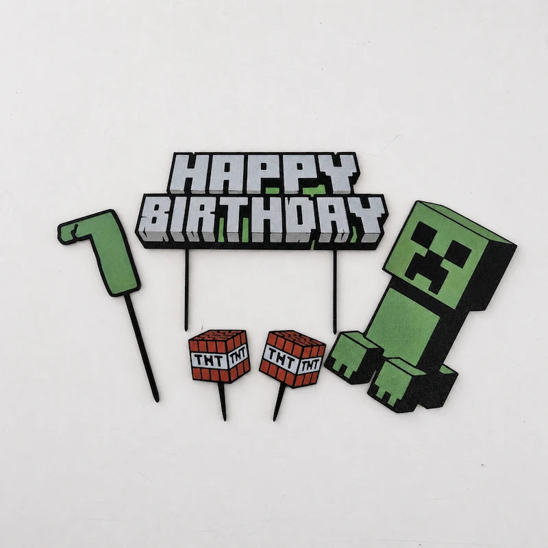 Personalised 3D Printed Minecraft Cake Topper from iKids Studio