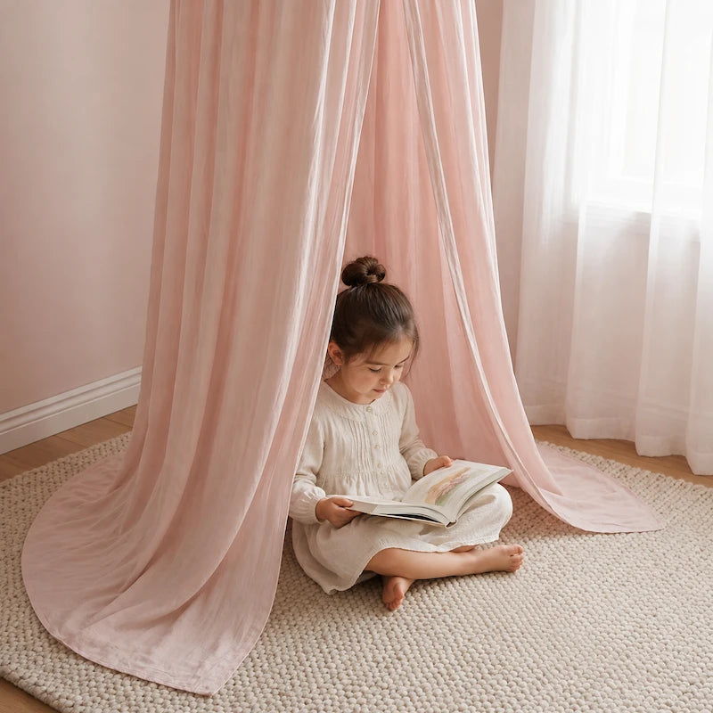Cream Pink Hanging Tent Canopy from iKids.co.za