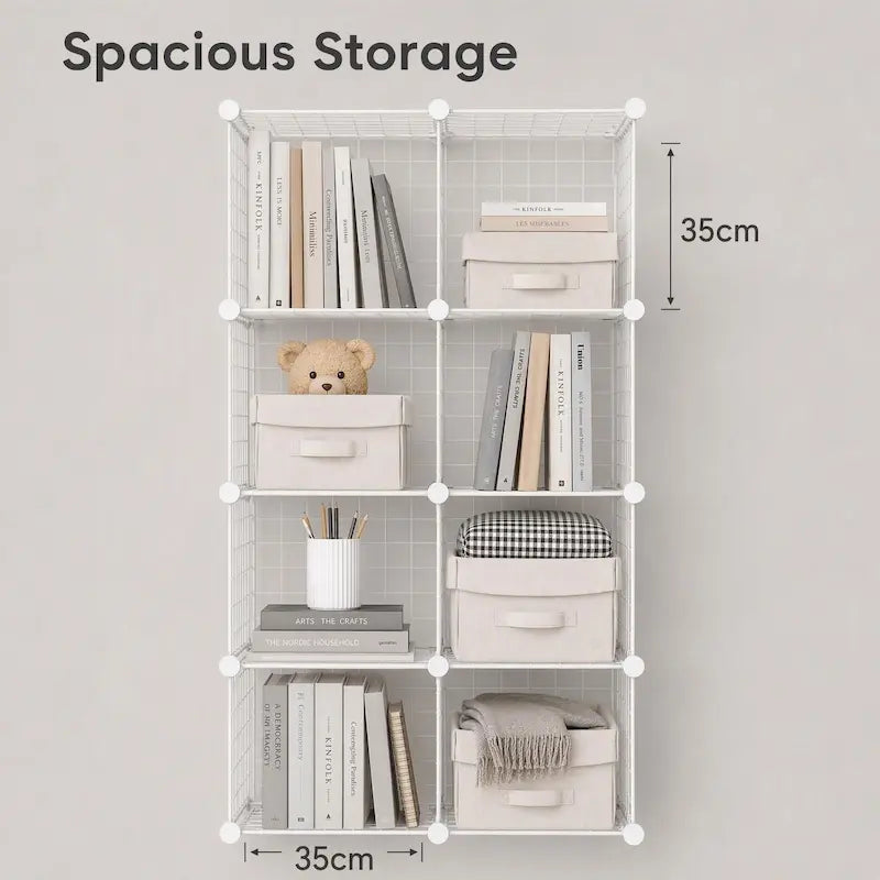 Creative Living 8 Cube White Metal Grid Cube Organiser