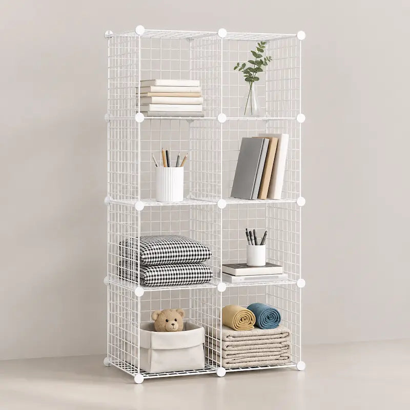 Creative Living 8 Cube White Metal Grid Cube Organiser