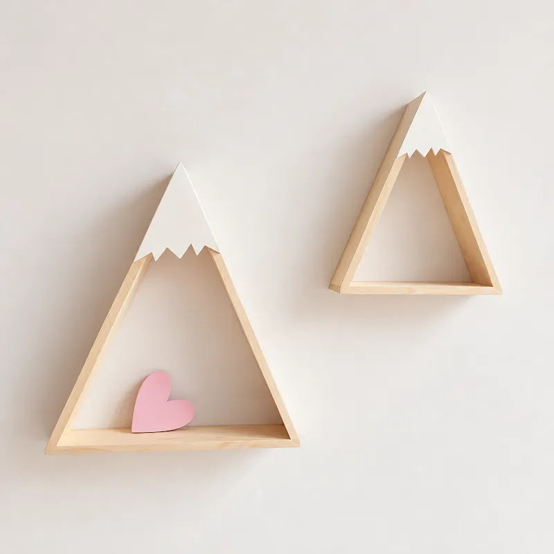 White & Natural Wooden Mountain Wall Shelves from iKids.co.za