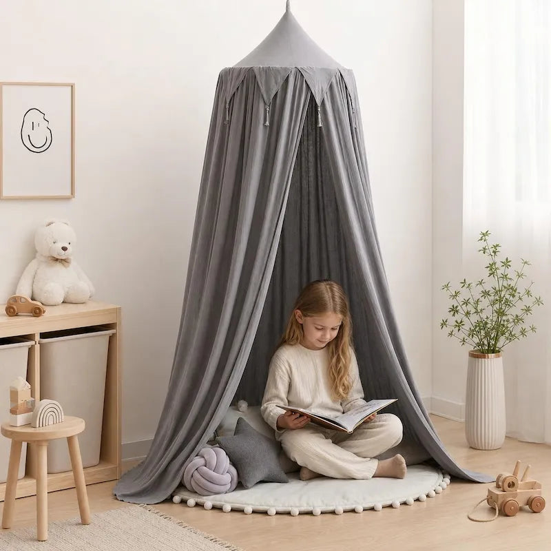 Grey Deluxe Hanging Tent Canopy in Nursery Room from iKids.co.za