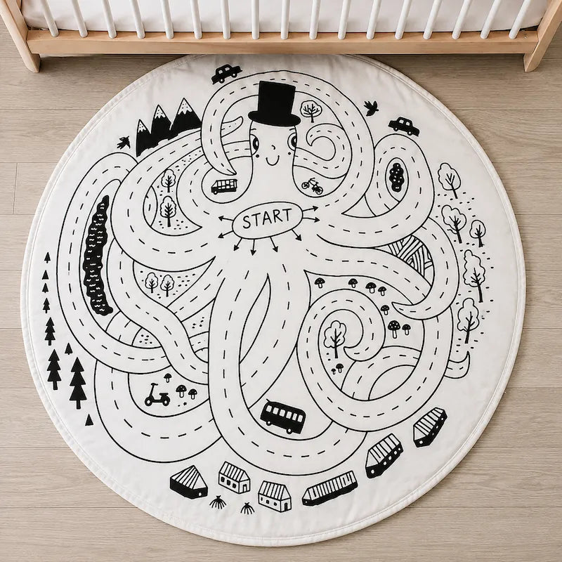 White Octopus Adventure Round Play Mat from iKids.co.za