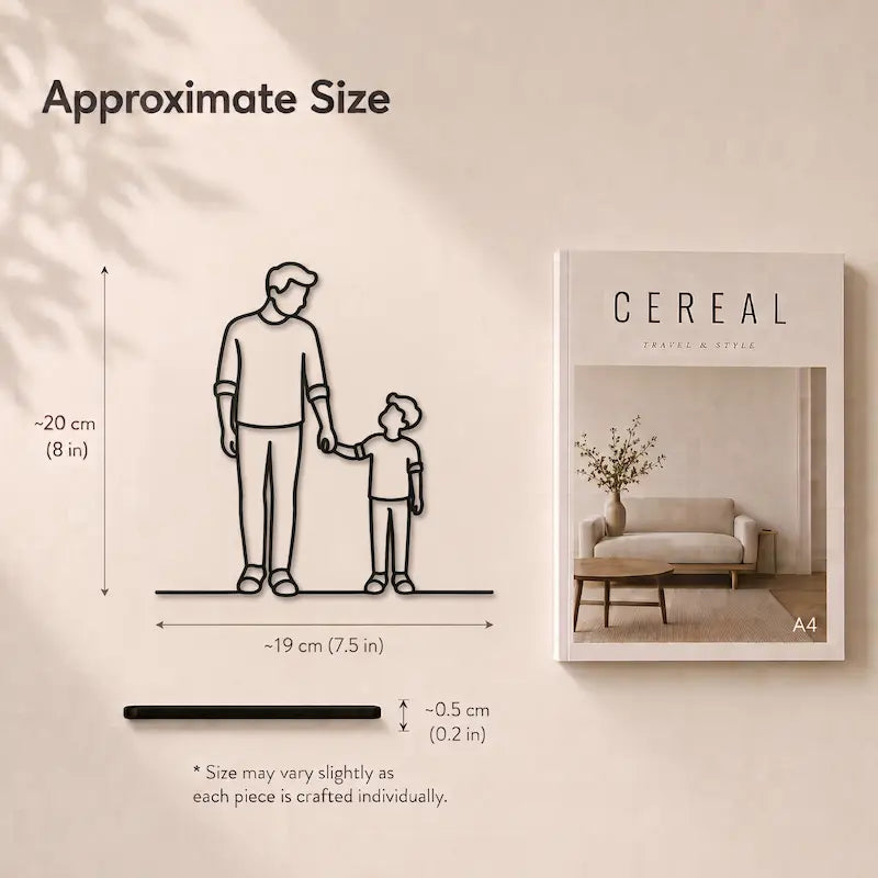Black Minimal Family Wall Art Style 4 for Father & Son from iKids Studio