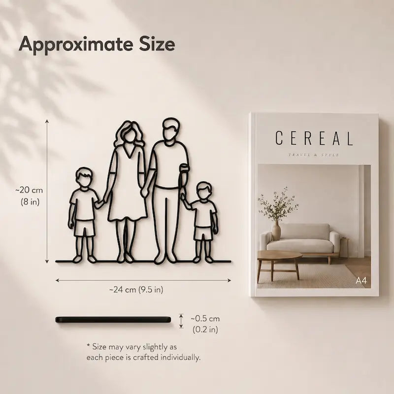 Black Minimal Family Wall Art for Families with 2 Boys from iKids Studio