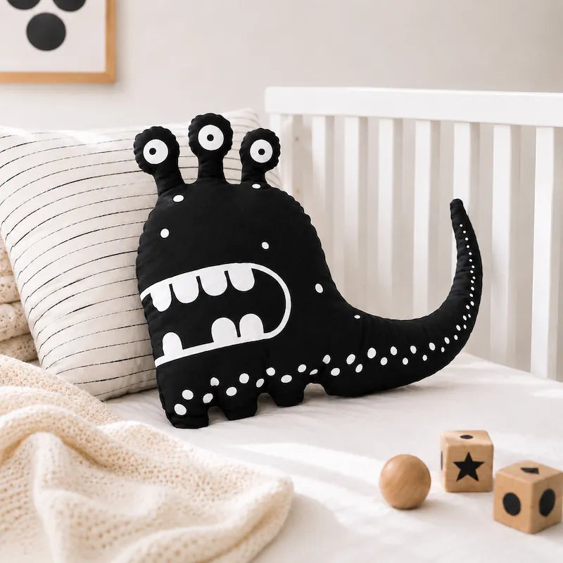 Black Three-Eyed Monster Cushion from iKids.co.za