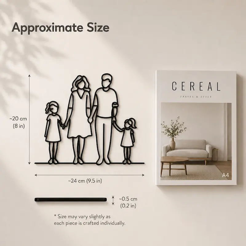 Black Minimal Family Wall Art with 2 Girls from iKids Studio