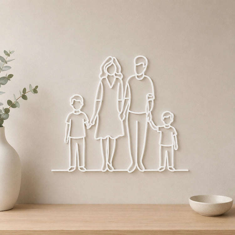 White Minimal Family Wall Art for Families with 2 Boys from iKids Studio
