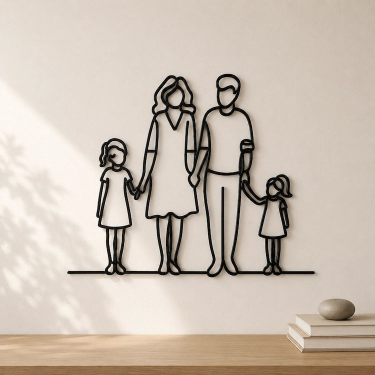 Minimal Family Wall Art with 2 Girls from iKids Studio