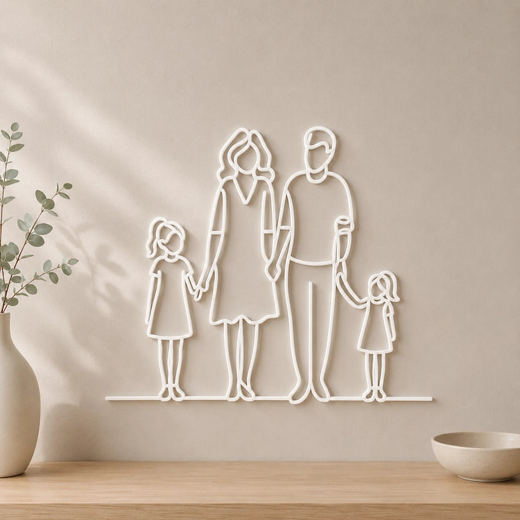 Minimal Family Wall Art with 2 Girls from iKids Studio