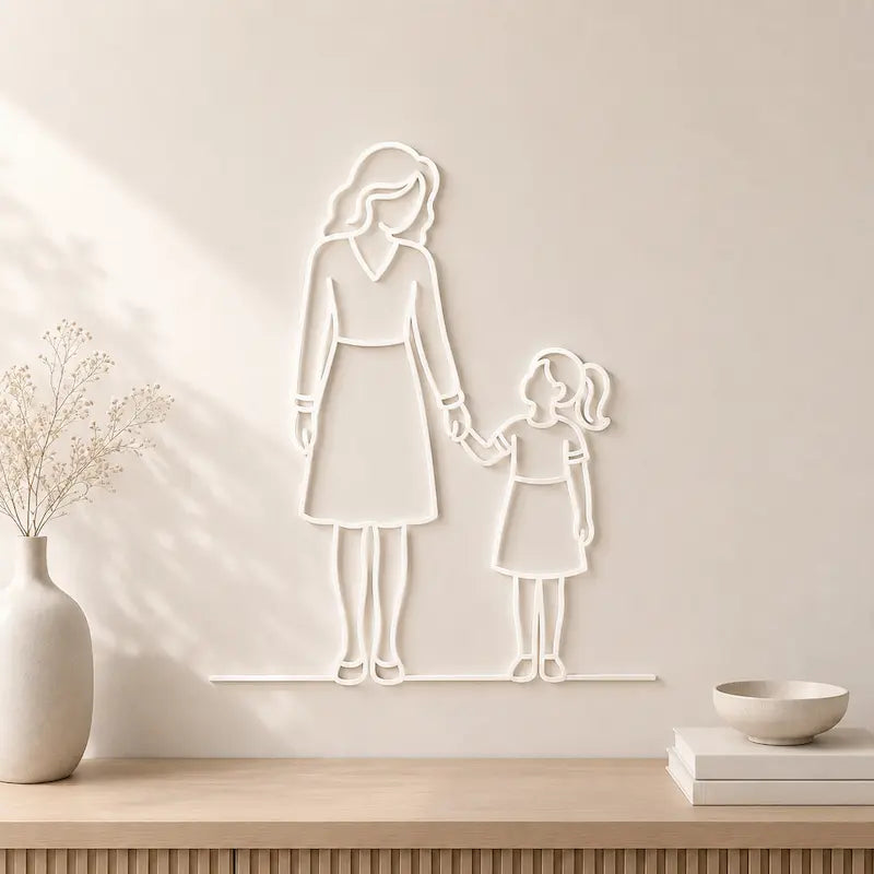 Minimal Family Wall Art Style 5 for Mother & Daughter - iKids.co.za