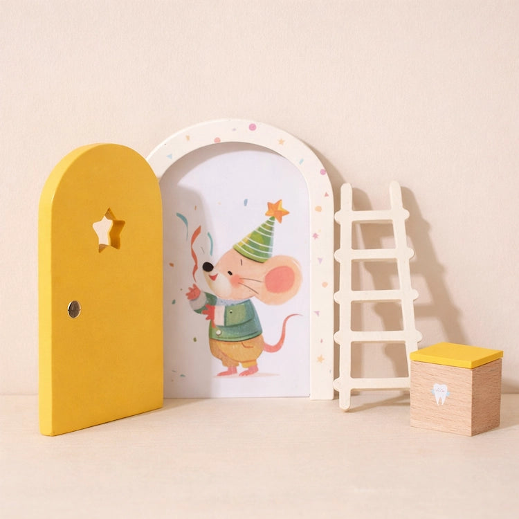 Wooden Mini Fairy Door Set | Yellow