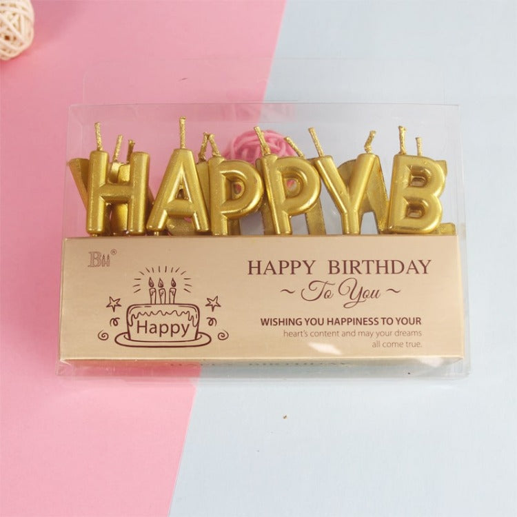 Gold Happy Birthday Candle Set - iKids