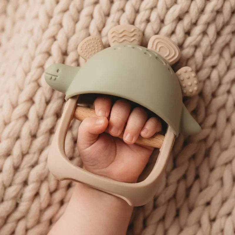 Green Baby Dinosaur Teether Toy from iKids.co.za