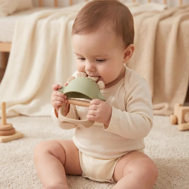 Green Baby Dinosaur Teether Toy from iKids.co.za