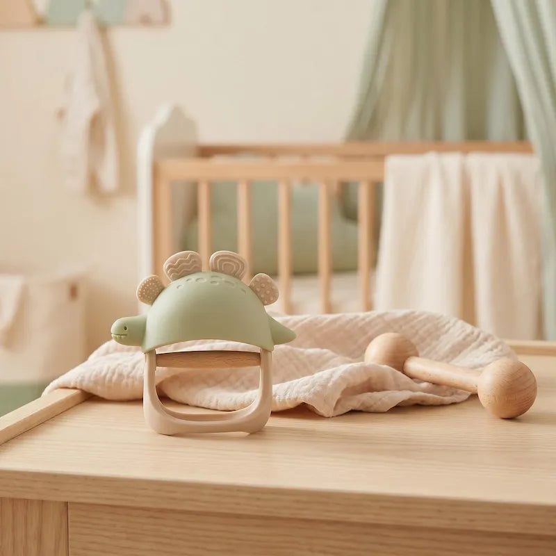 Green Baby Dinosaur Teether Toy from iKids.co.za