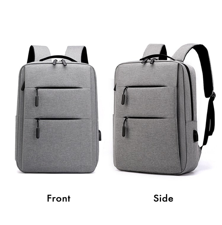 Grey USB Charging Double Shoulder Backpack - iKids