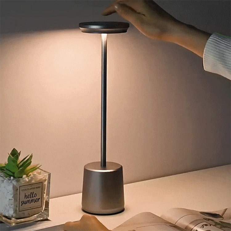 Rechargeable Metal Touch Table Lamp | Grey - iKids