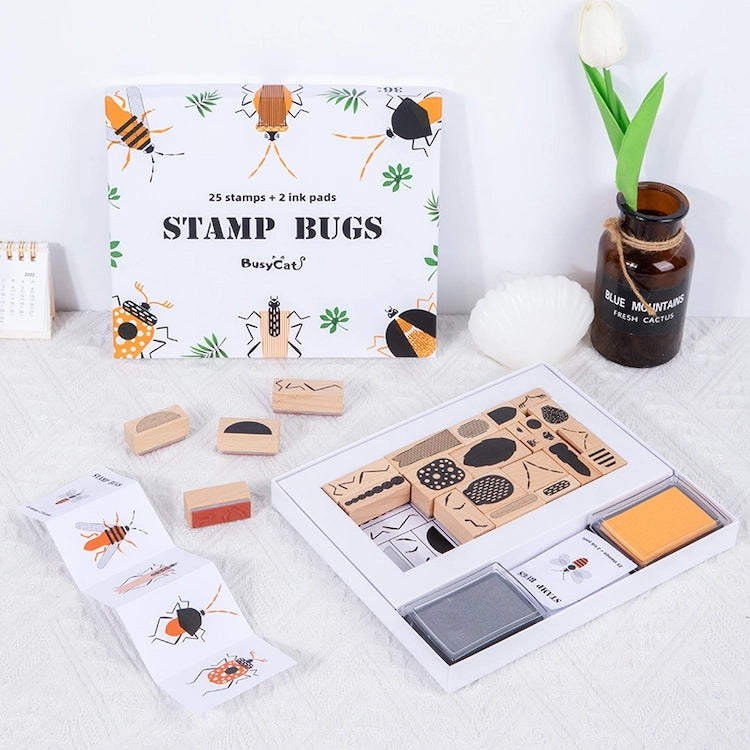 Stamp Bugs set with stamps, ink pads, and packaging | Wooden Bug Stamp Art Set at iKids.co.za
