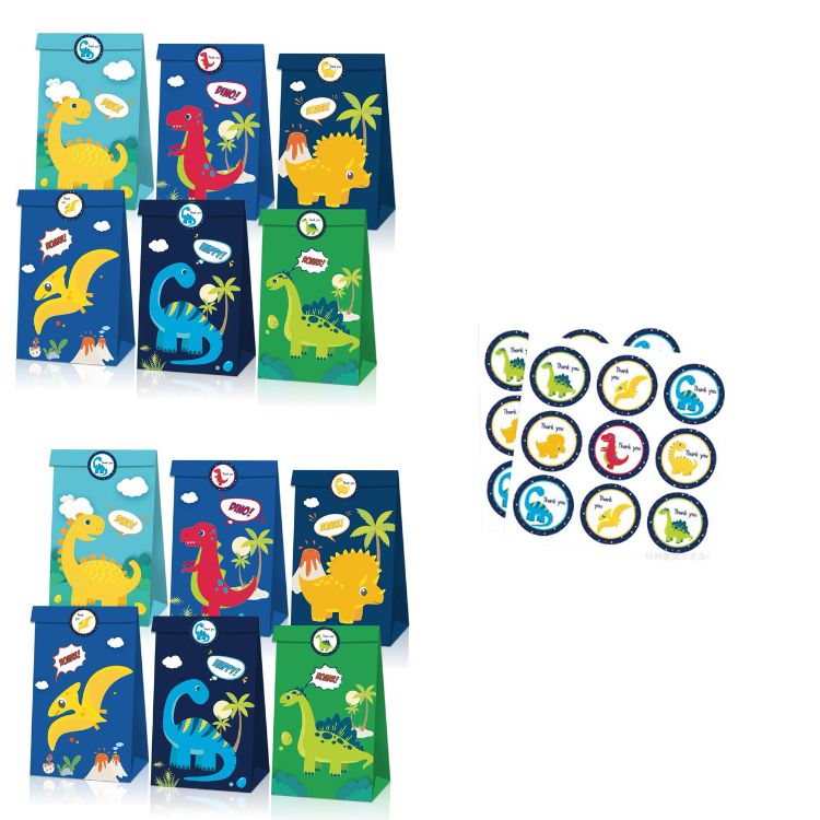 Paper Party Bag | Cute Dinosaur | 12 Pcs - iKids