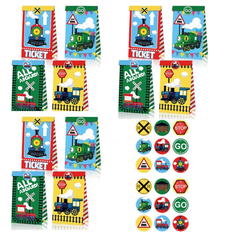 Paper Party Bag | All Aboard Train | 12 Pcs - iKids