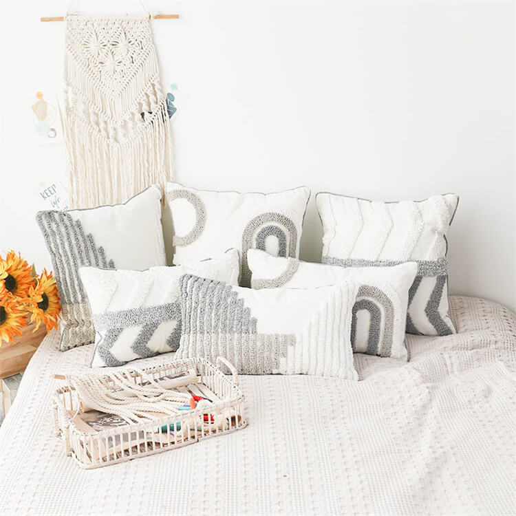 Geometric Woven Tufted Scatter Cushion | Strip - iKids