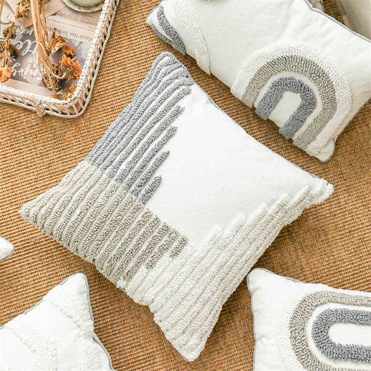 Geometric Woven Tufted Scatter Cushion | Strip - iKids