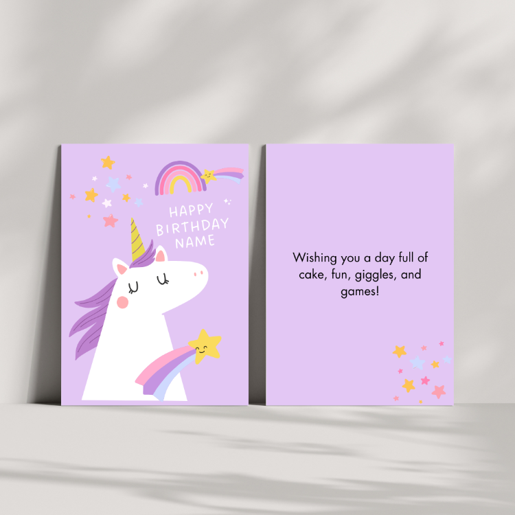 Unicorn Custom Birthday Card from iKids