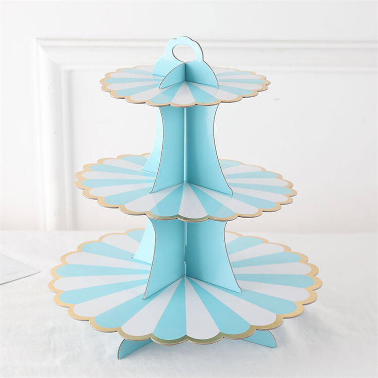 Paper Cake Stand | Blue | Three-Layer - iKids