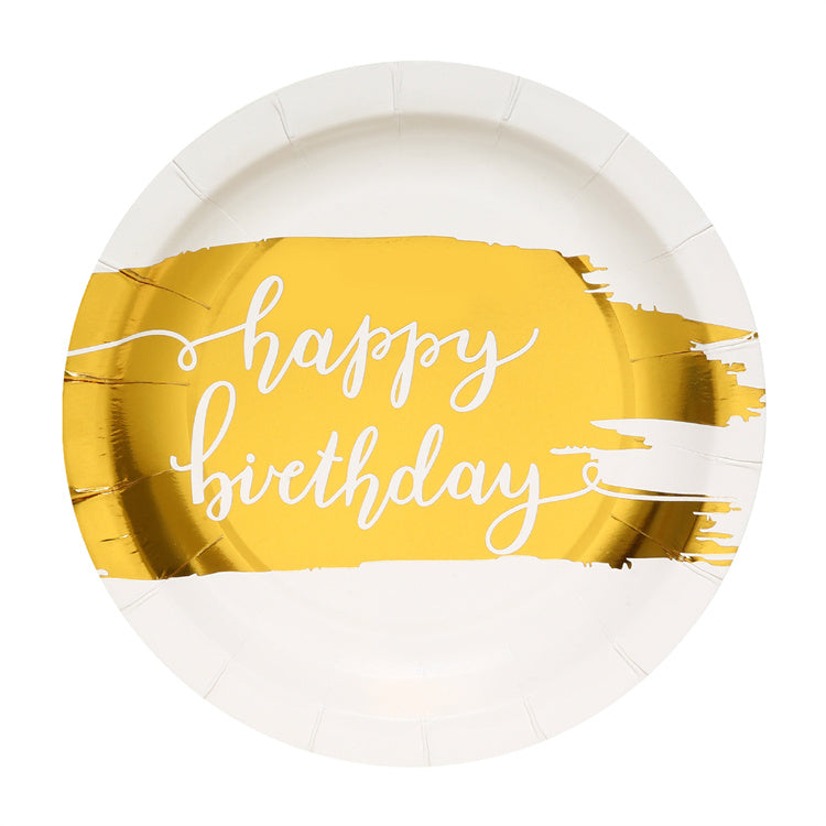 Birthday Party Tableware | Gold Lettered | 16 Guests - iKids