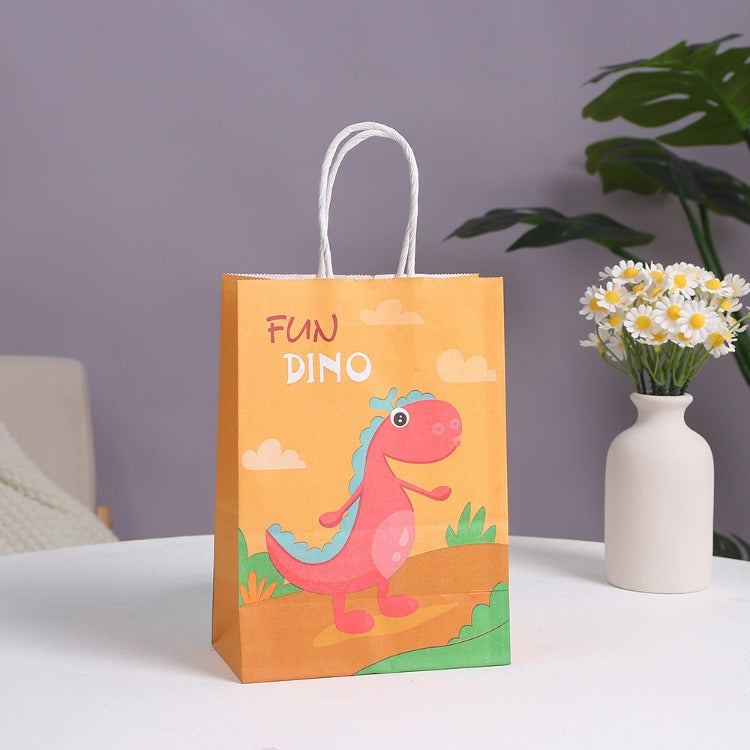 Kraft Paper Party Bag | Dinosaur | 12 Pcs - iKids