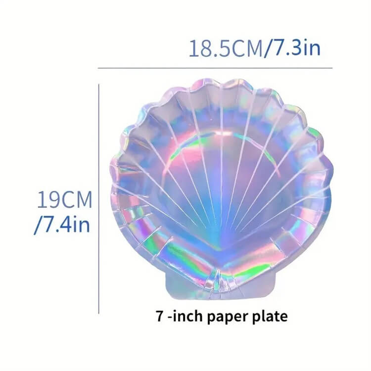 Party Paper Plate | Mermaid Shell Shaped | Set of 8 - iKids