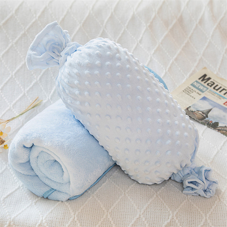 Candy Fluffy Lumbar Pillow & Blanket | Blue - iKids