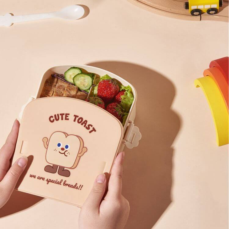 Food Shaped Snack Box | Cute Toast with Khaki Cover - iKids