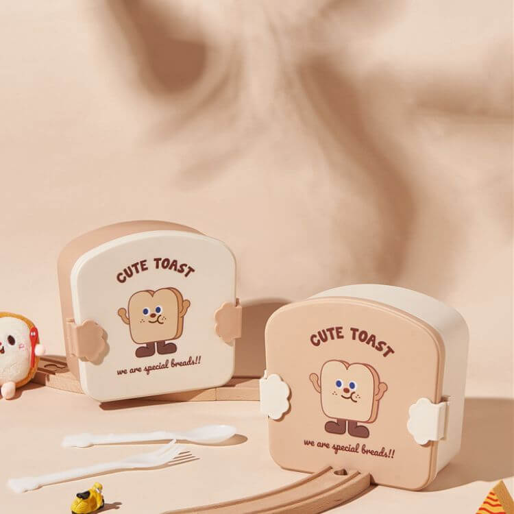 Food Shaped Snack Box | Cute Toast with Beige Cover - iKids