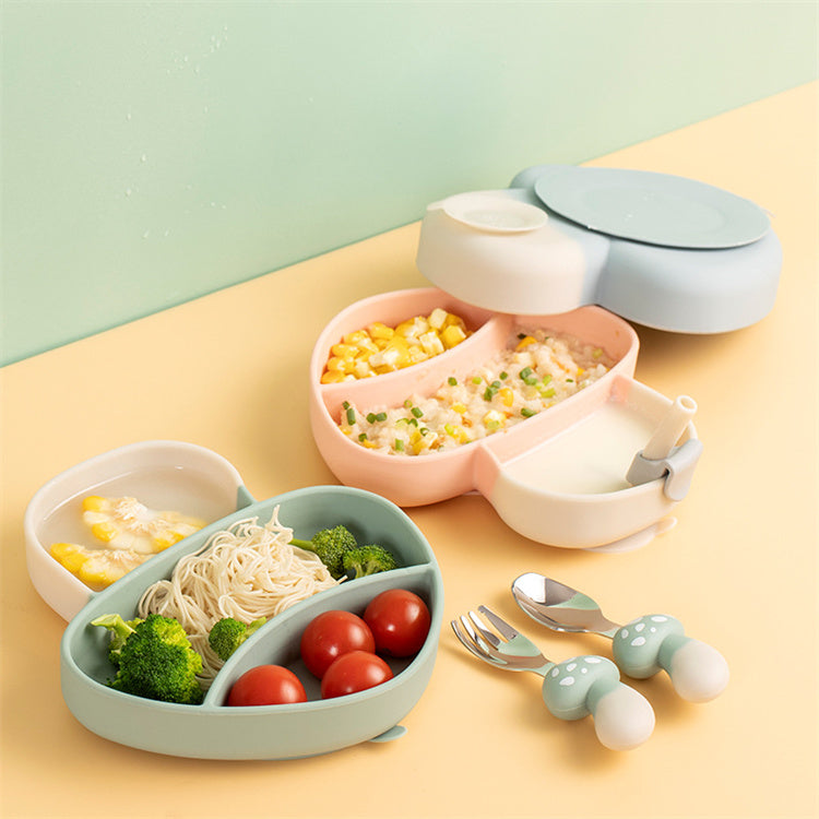 Mushroom Silicone 4 Pcs Tableware Set | Pink - iKids