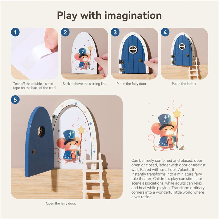 Blue Wooden Mini Fairy Door Set from iKids.co.za