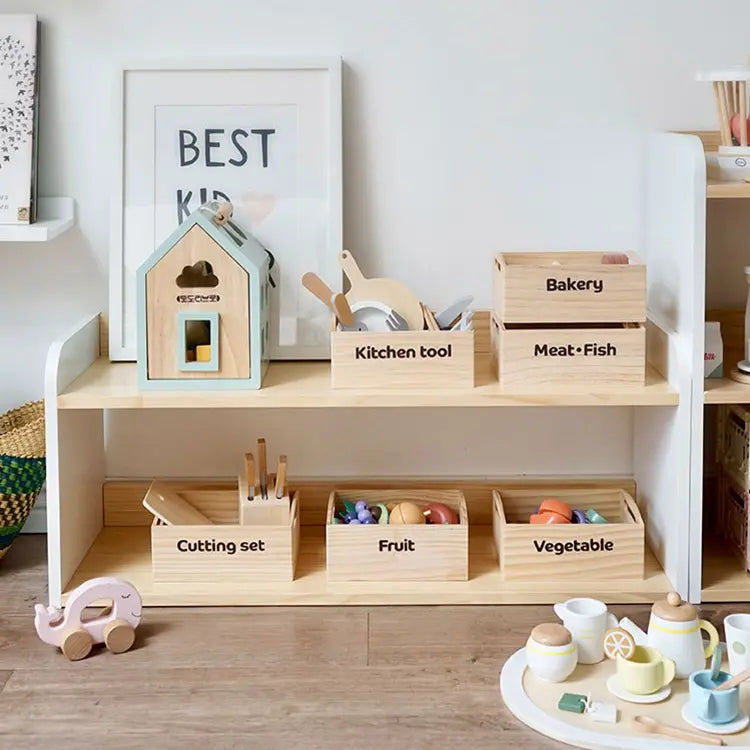 Open-Back Kids Bookshelf | Small Montessori Shelf - iKids