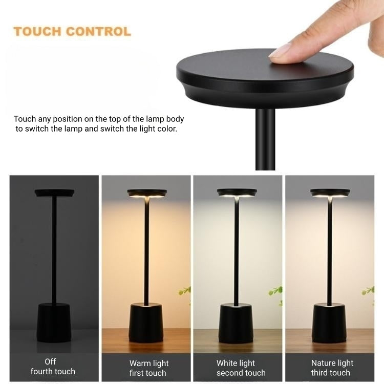 Black Rechargeable Metal Touch Table Lamp - iKids