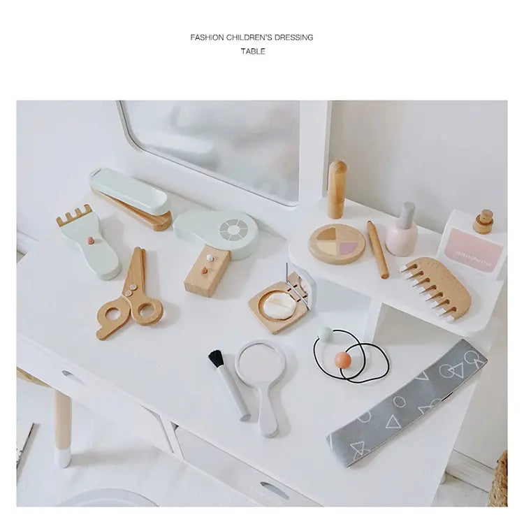 Nordic White Wooden Dressing Table - iKids
