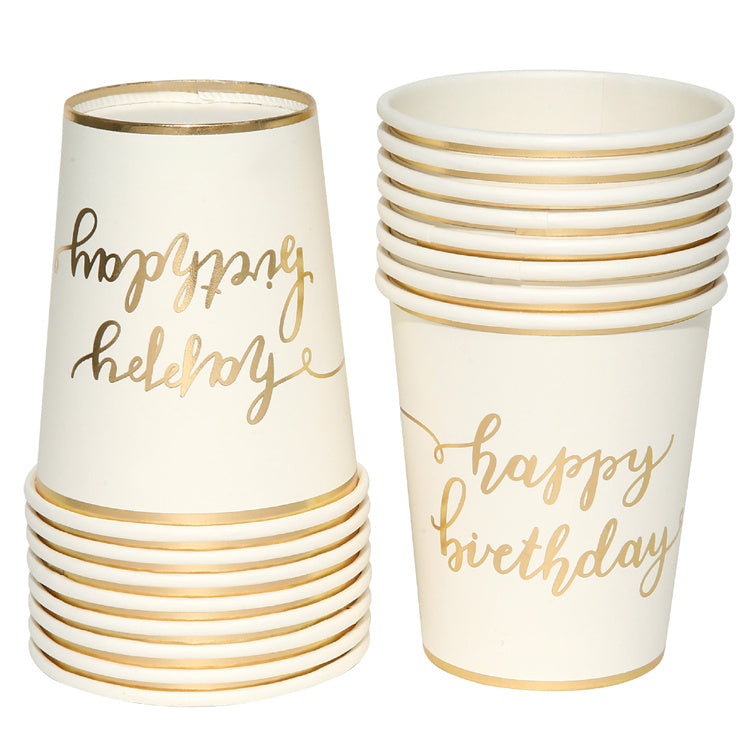 Birthday Party Tableware | Gold Lettered | 16 Guests - iKids