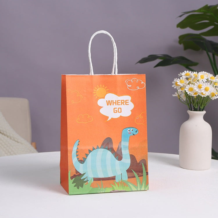 Kraft Paper Party Bag | Dinosaur | 12 Pcs - iKids