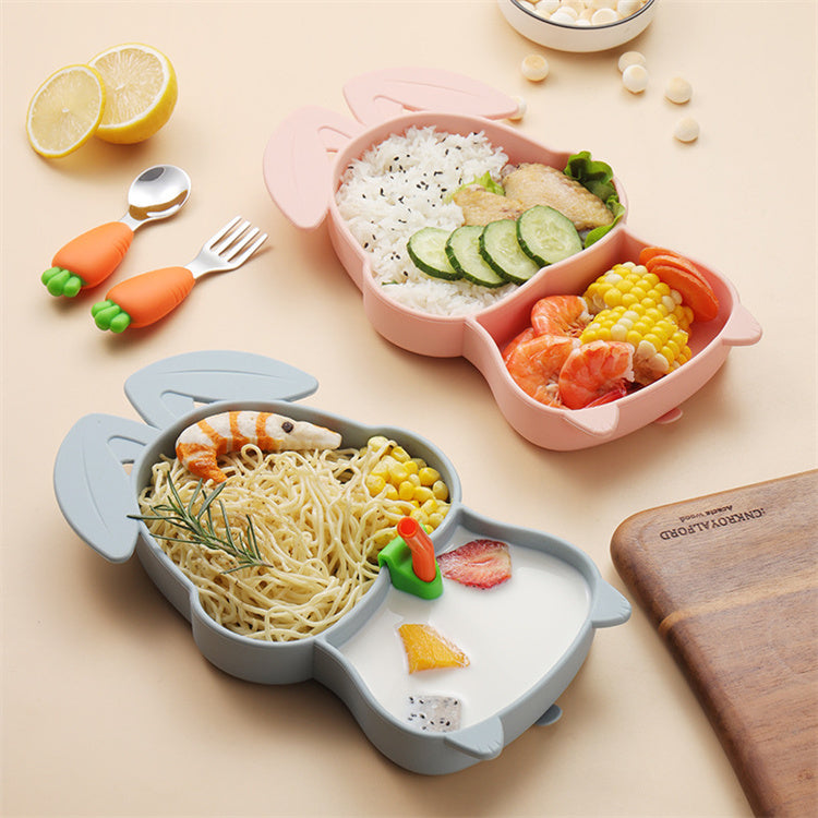 Bunny Silicone 4 Pcs Tableware Set | Pink - iKids