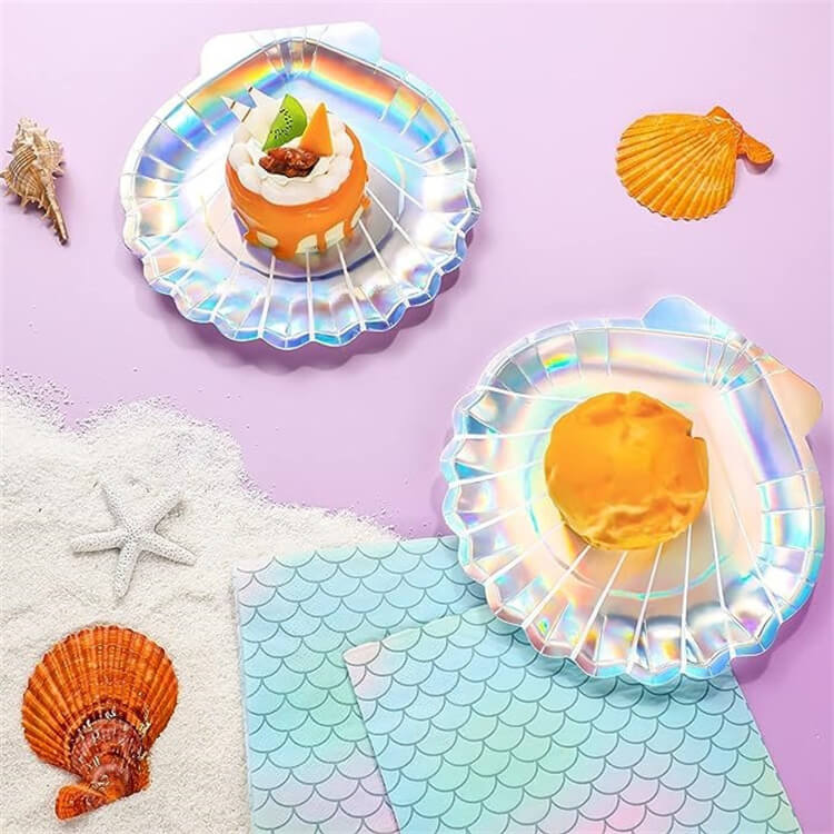 Party Paper Plate | Mermaid Shell Shaped | Set of 8 - iKids