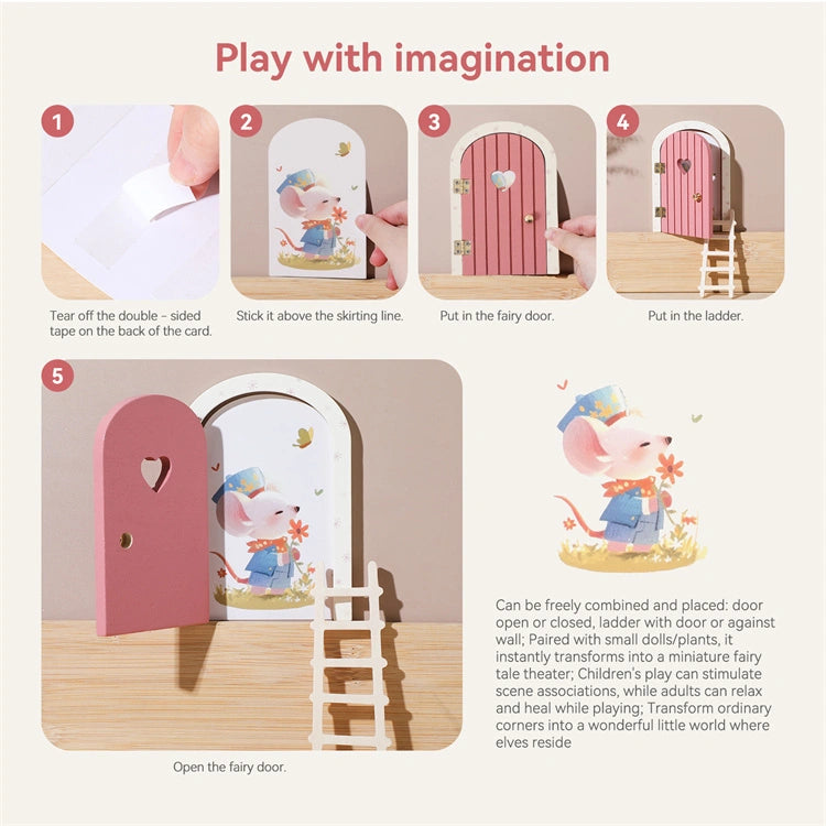 Pink Wooden Mini Fairy Door Set from iKids.co.za