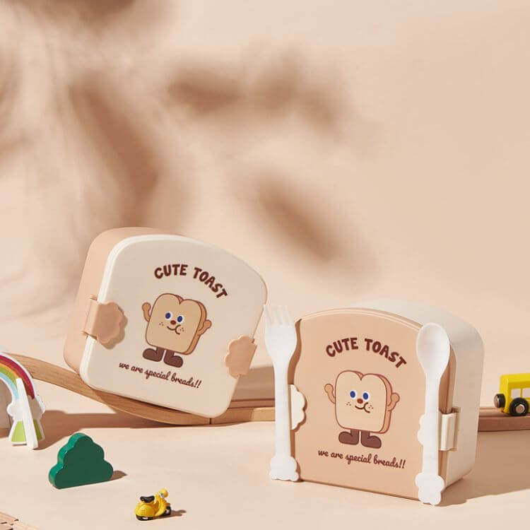 Food Shaped Snack Box | Cute Toast with Beige Cover - iKids