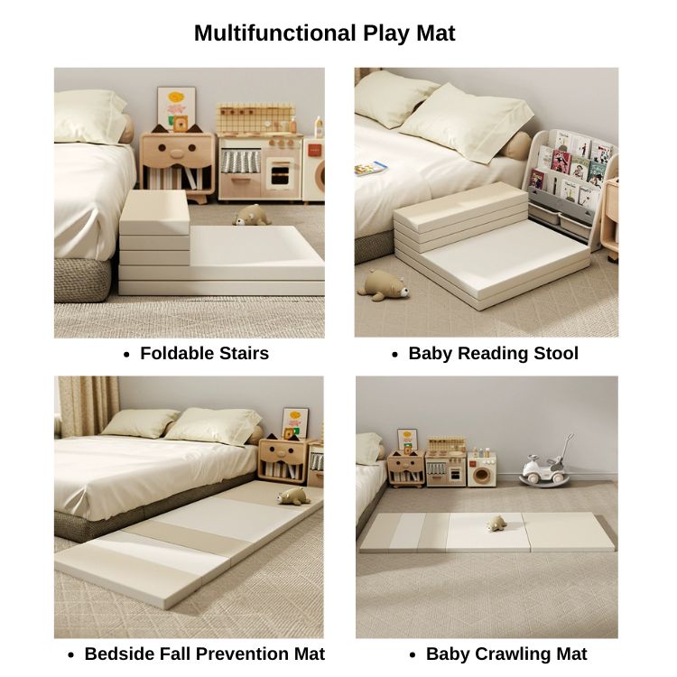 Multifunctional play mat with various uses in a bedroom setting